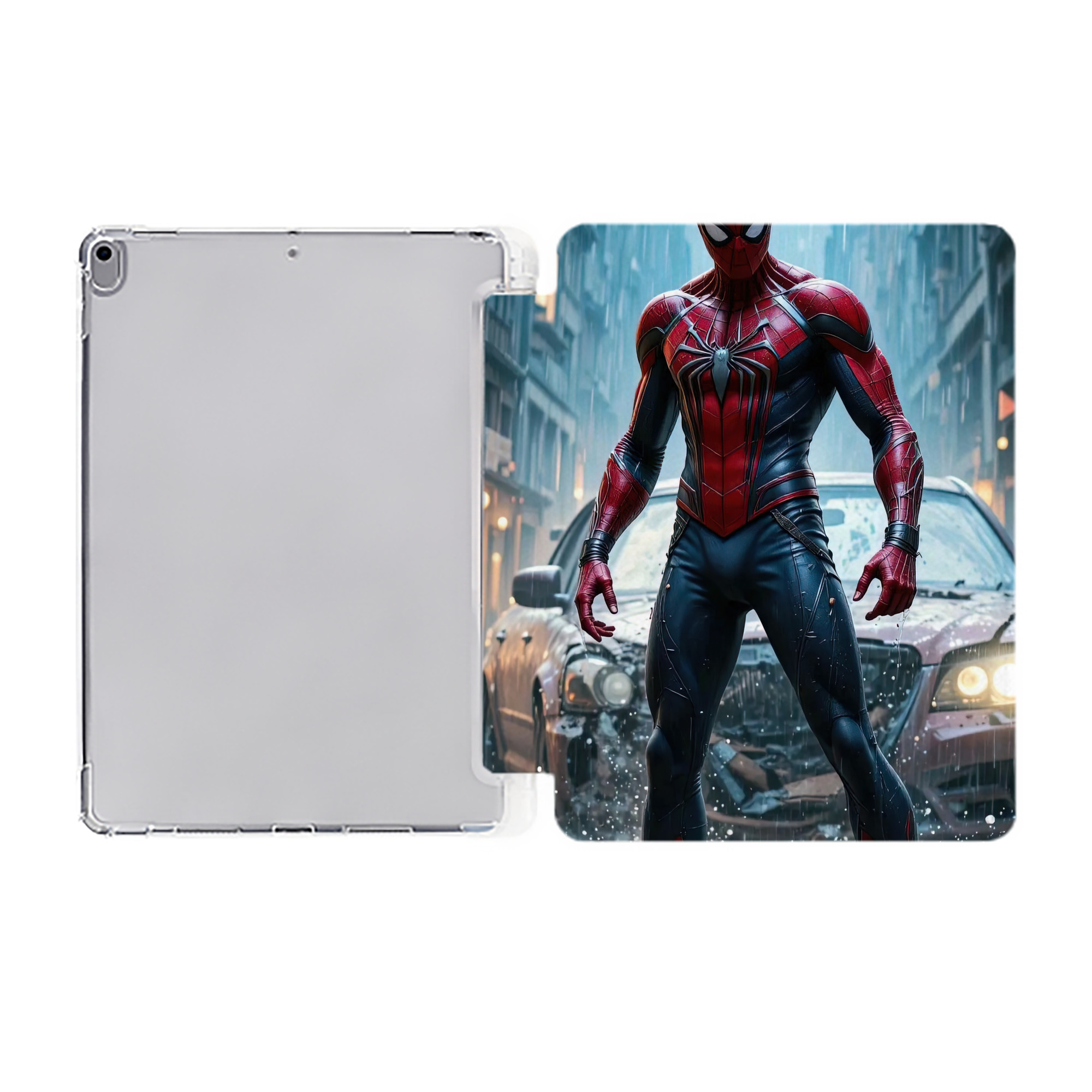 （画像用） Spider Man スパイダーマン IPad ケース ペン収納付き 三つ折りスタンド PUレザー×シリコン 対応機種9.5/10.5/10.9インチ
